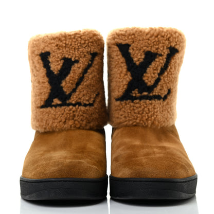 Louis Vuitton Suede Calfskin Shearling Snowdrop Flat Ankle Boot 39 Cognac 2 of 5
