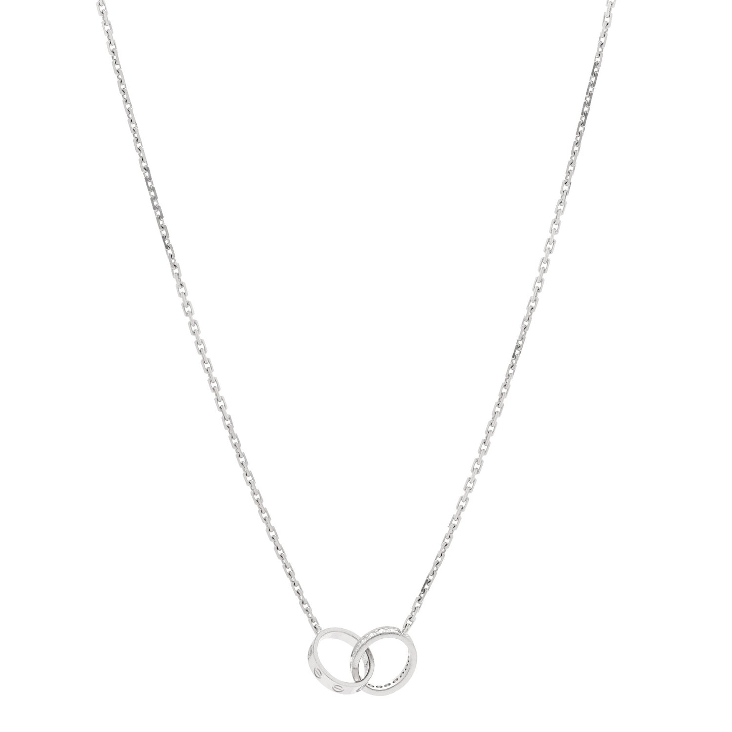 18K White Gold Diamond Interlocking LOVE Necklace