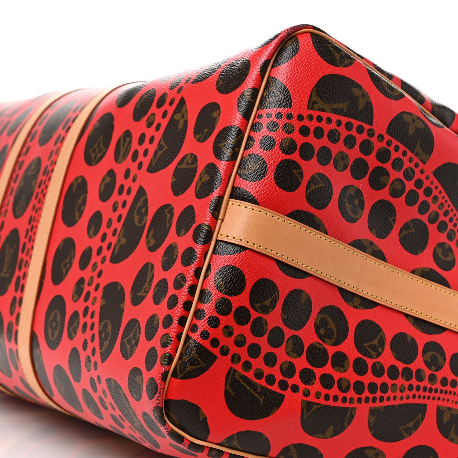 Louis Vuitton Monogram Kusama Pumpkin Dots Keepall Bandouliere 55 Red 9 of 11
