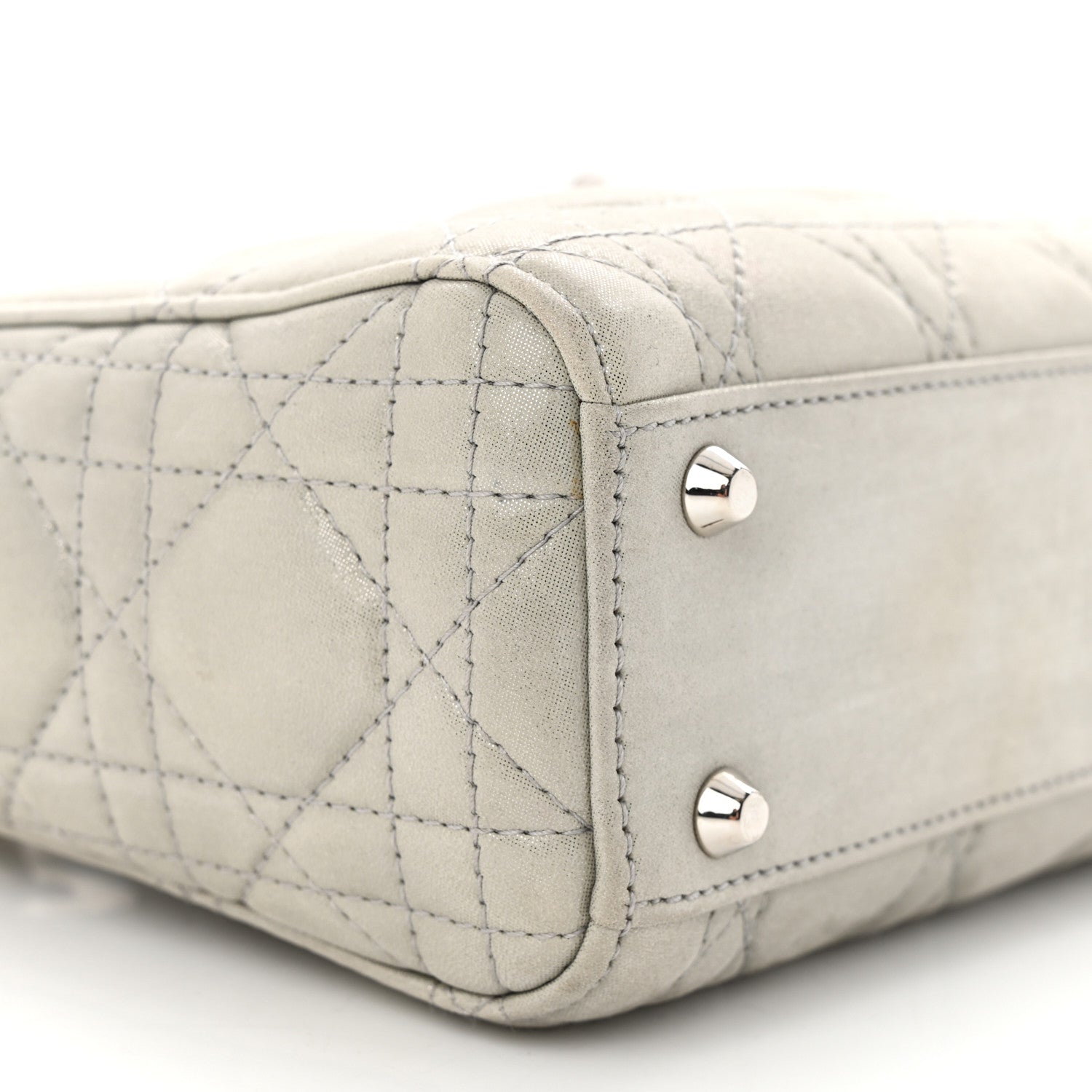 Christian Dior Metallic Nubuck Cannage Mini Lady Dior Silver 9 of 11