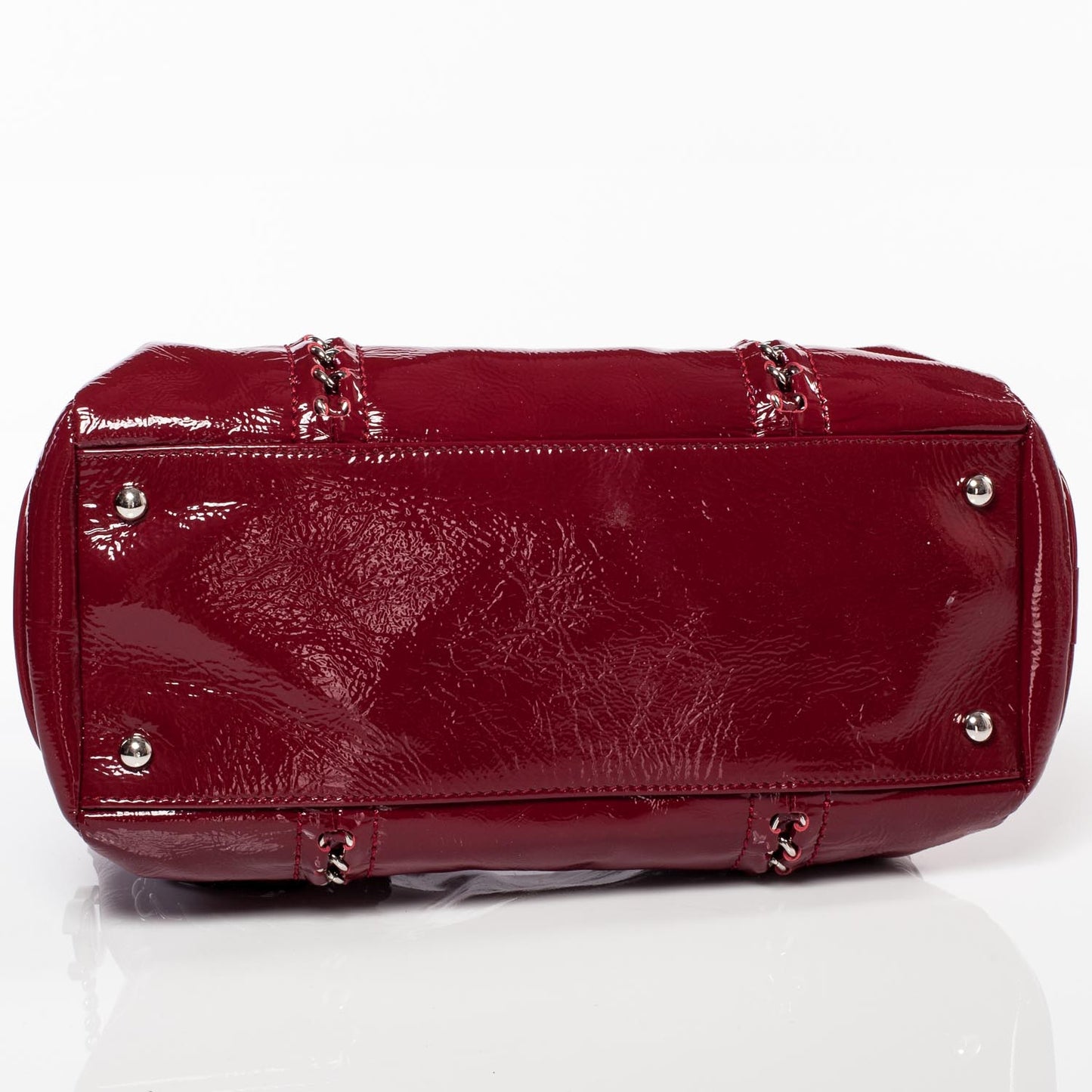 Patent Luxe Ligne Medium Tote Red