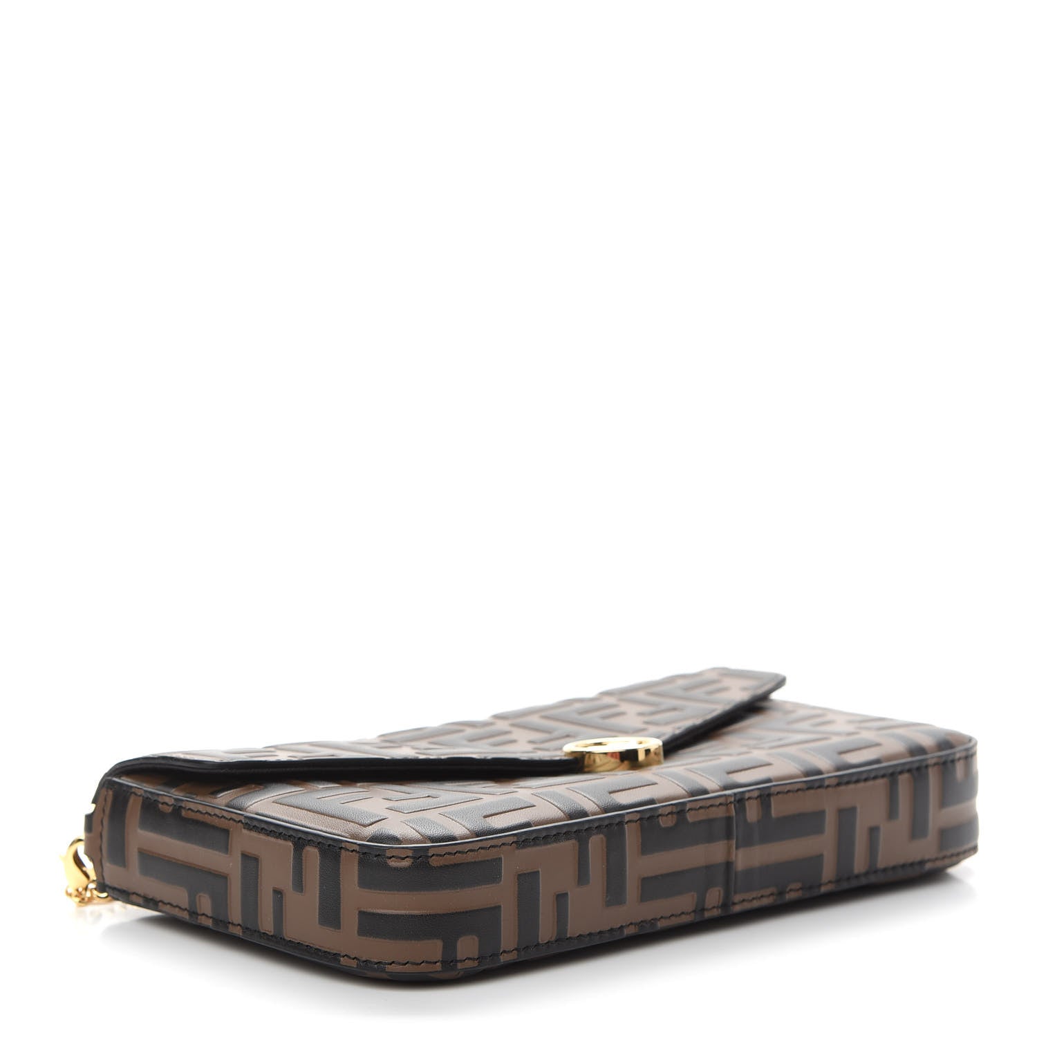 Fendi Vitello Soft F is Fendi Bi-Color FF 1974 Embossed Envelope Wallet On Chain with Pouches Maya Black 5 of 10