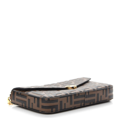 Fendi Vitello Soft F is Fendi Bi-Color FF 1974 Embossed Envelope Wallet On Chain with Pouches Maya Black 5 of 10