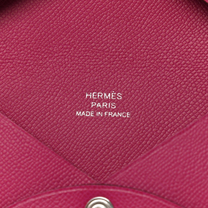 Hermes Madame Calfskin Calvi Card Case Rose Pourpre 6 of 8