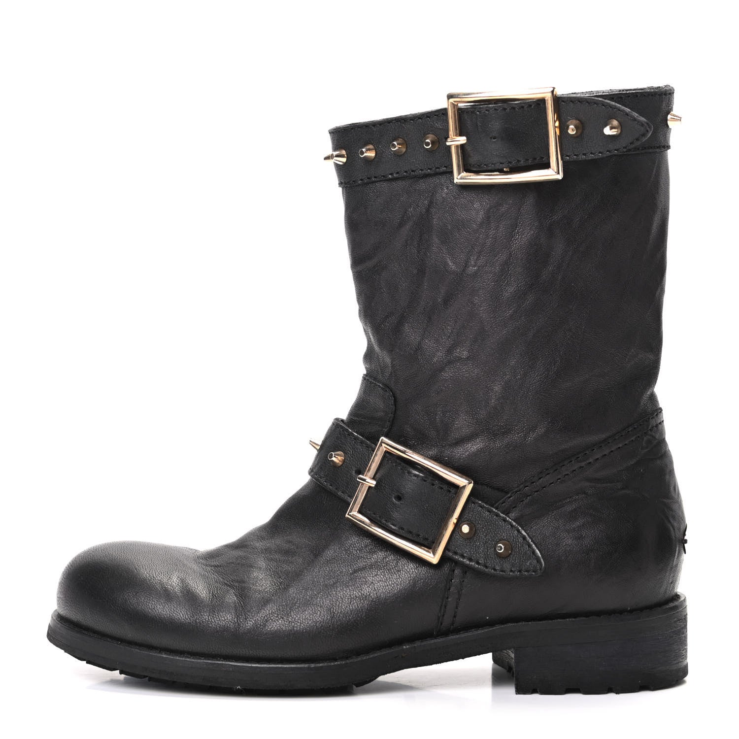Jimmy Choo Studded Dash Biker Boots 37 Black 1 of 6