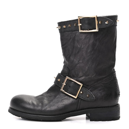 Jimmy Choo Studded Dash Biker Boots 37 Black 1 of 6