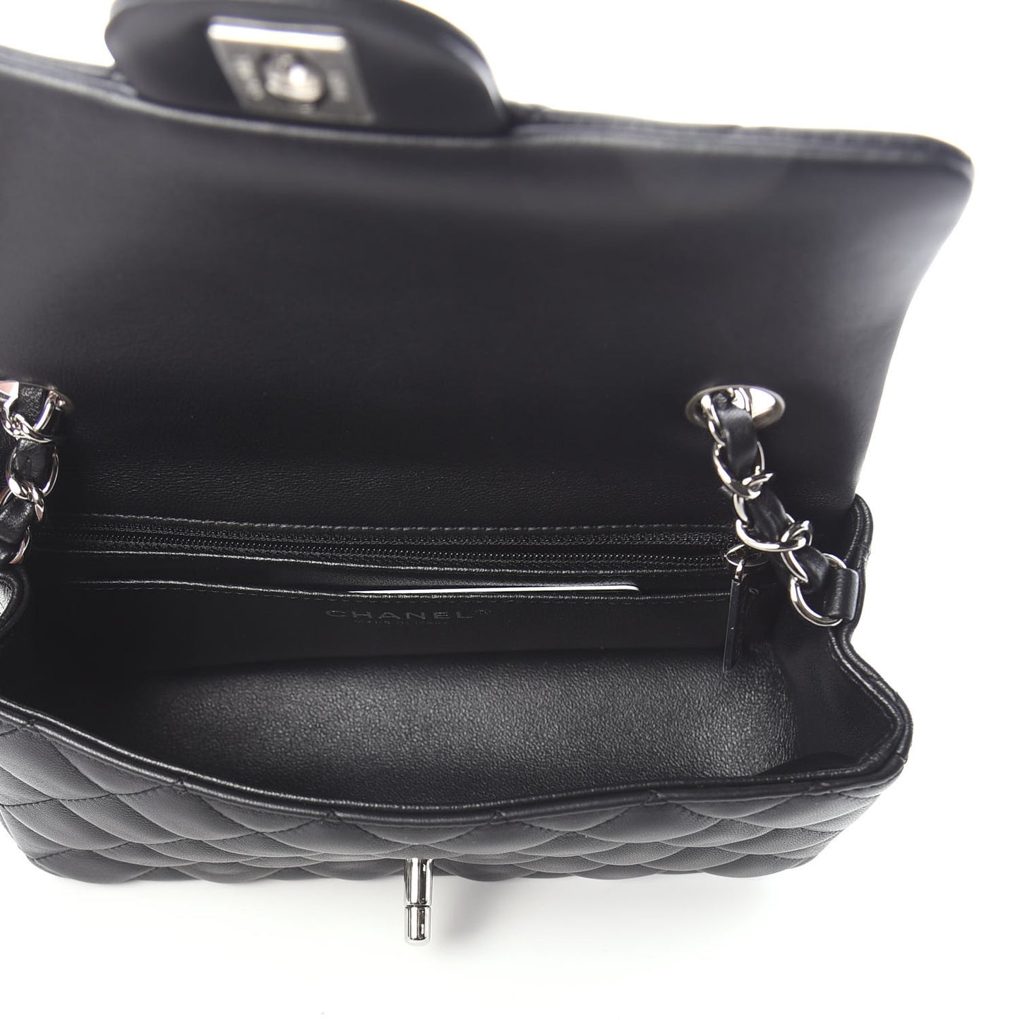 Lambskin Quilted Mini Rectangular Flap Black