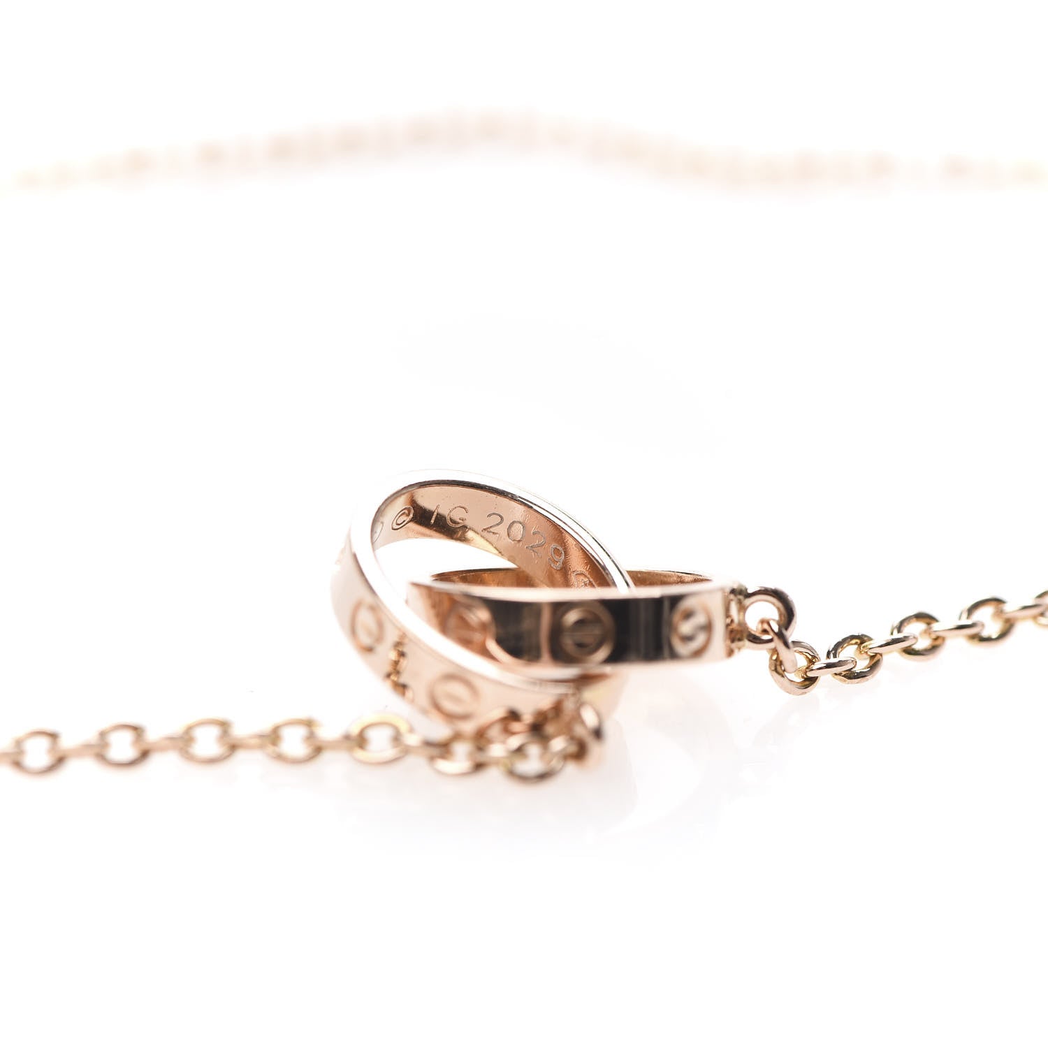 Cartier 18K Pink Gold Interlocking LOVE Necklace 6 of 8