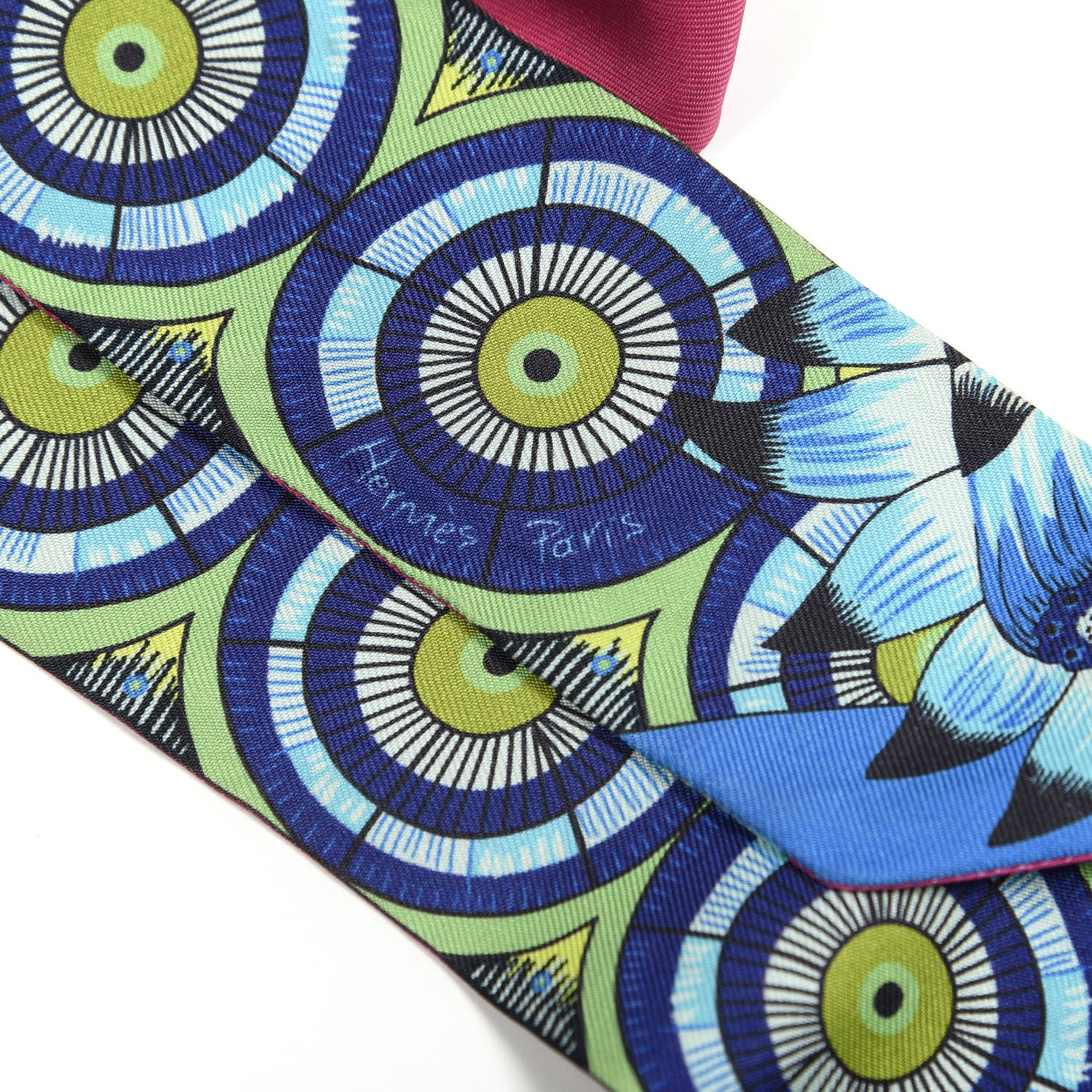 Hermes Silk The Savana Dance Twilly Rose Indien Indigo Vert 3 of 4