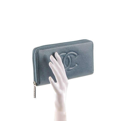Chanel Caviar CC Timeless Large Zip Around Wallet Grey 2 of 8