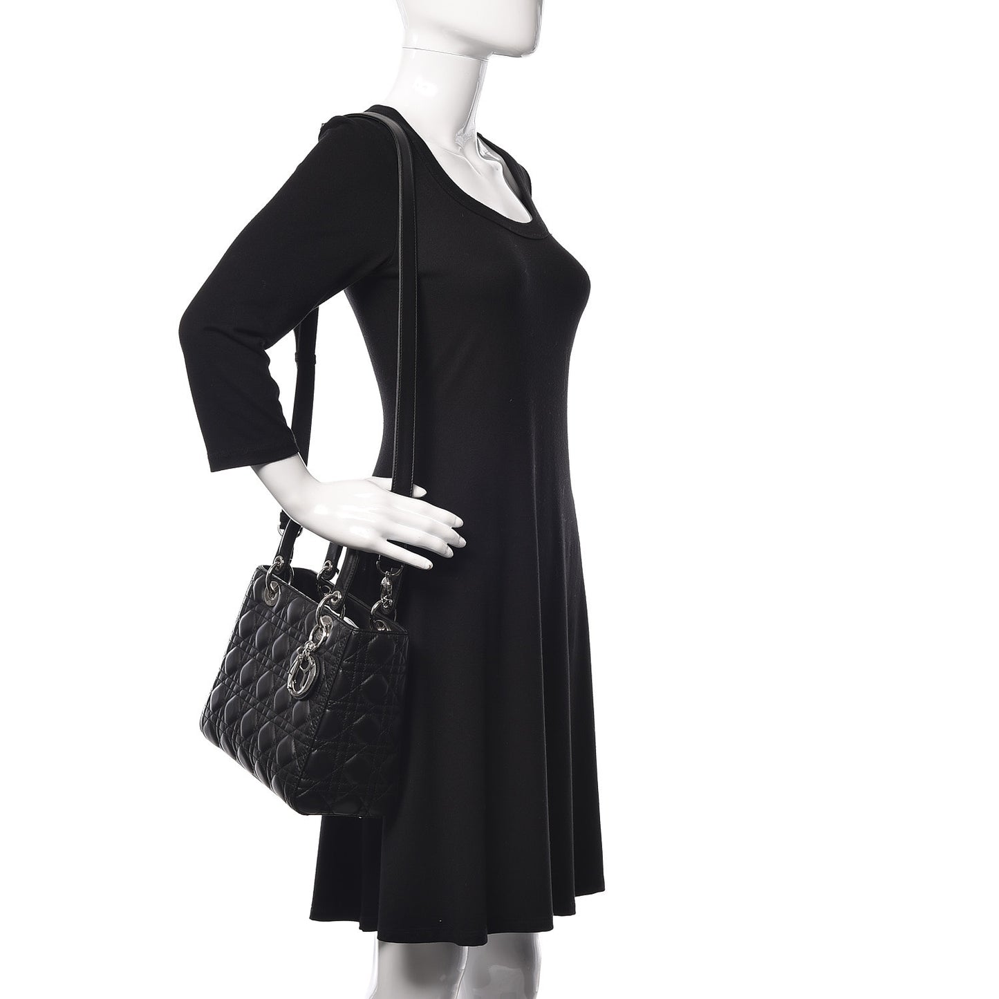 Lambskin Cannage Medium Lady Dior Black