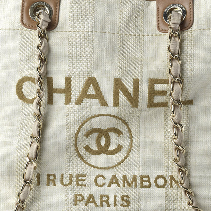 Chanel Mixed Fibers Striped Medium Deauville Tote Beige 10 of 10