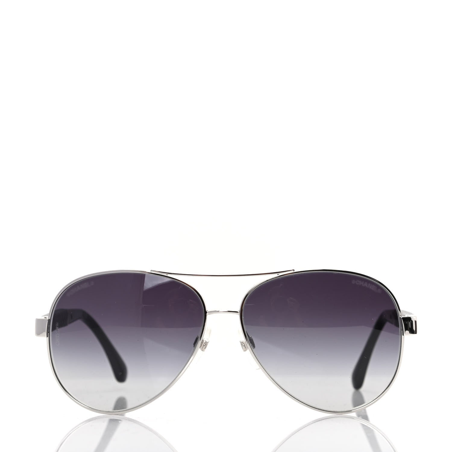 Chanel Lambskin Quilted CC Aviator Sunglasses 4195-Q Black 2 of 8