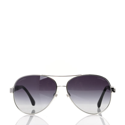 Chanel Lambskin Quilted CC Aviator Sunglasses 4195-Q Black 2 of 8