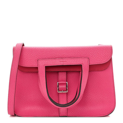 Hermes Taurillon Clemence Halzan 25 Rose Shocking 1 of 11