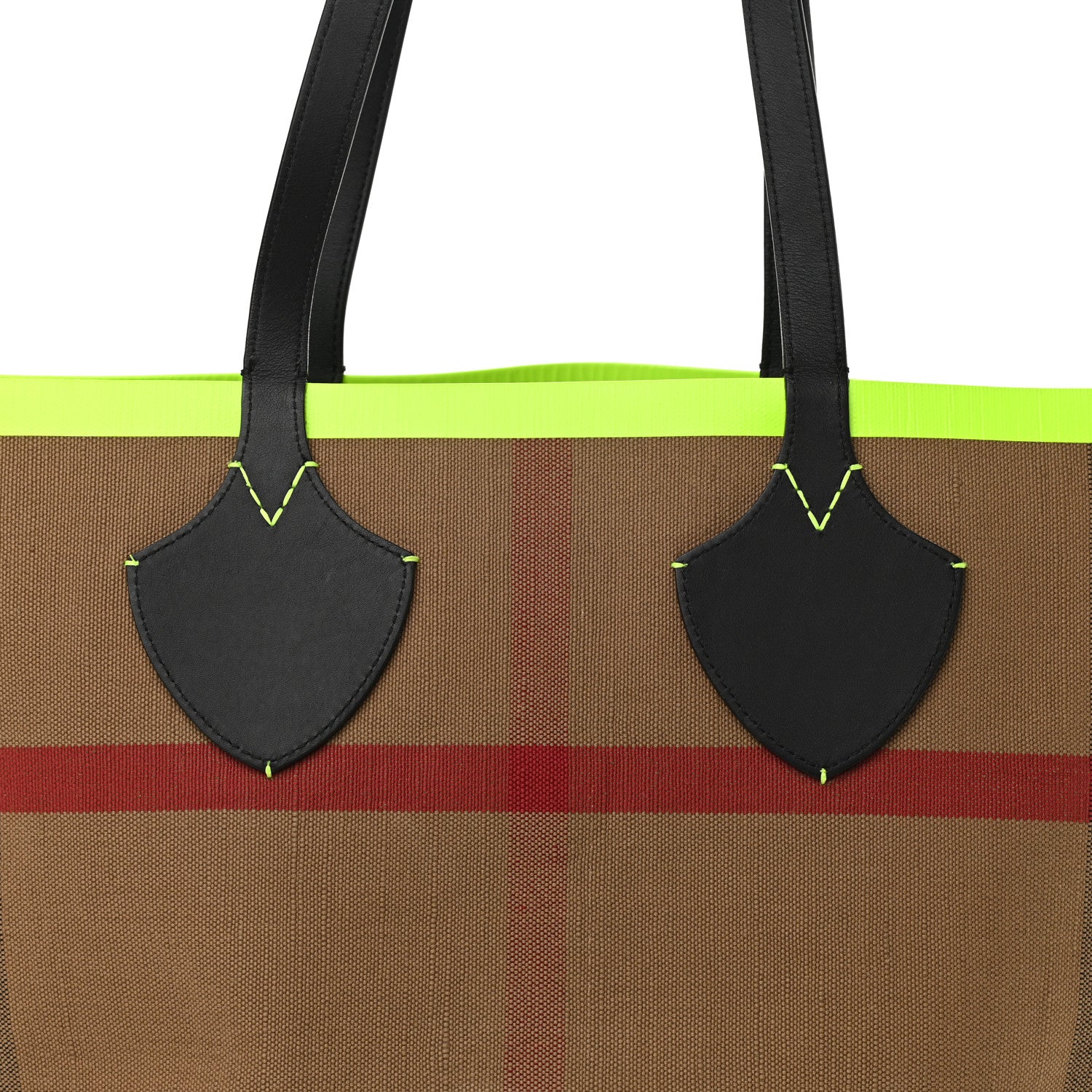 Burberry Canvas Mega Check The Giant Reversible Tote Black Neon Yellow 7 of 10