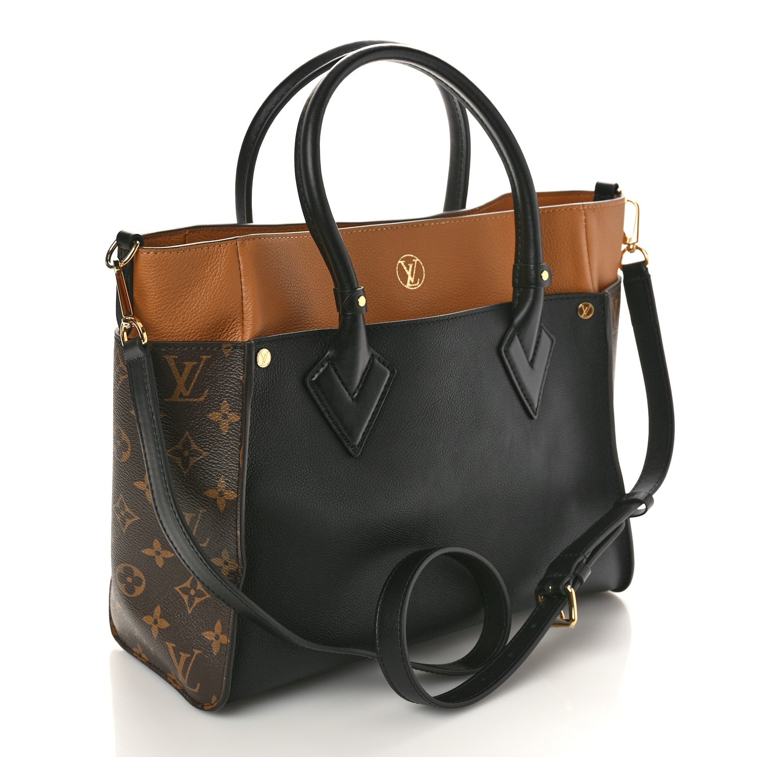 Louis Vuitton Calfskin Monogram On My Side MM Black 3 of 9