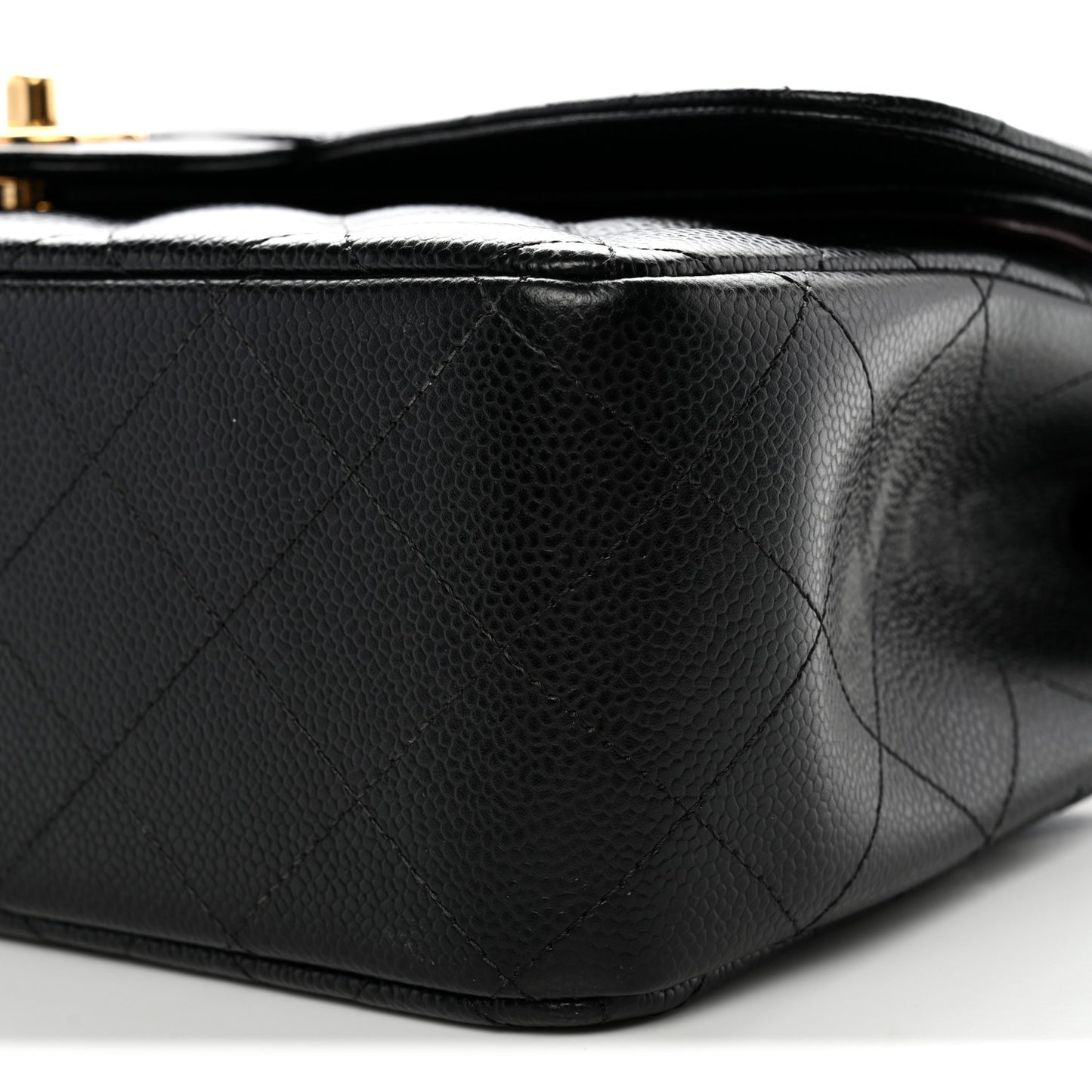 Caviar Quilted Jumbo Double Flap Black