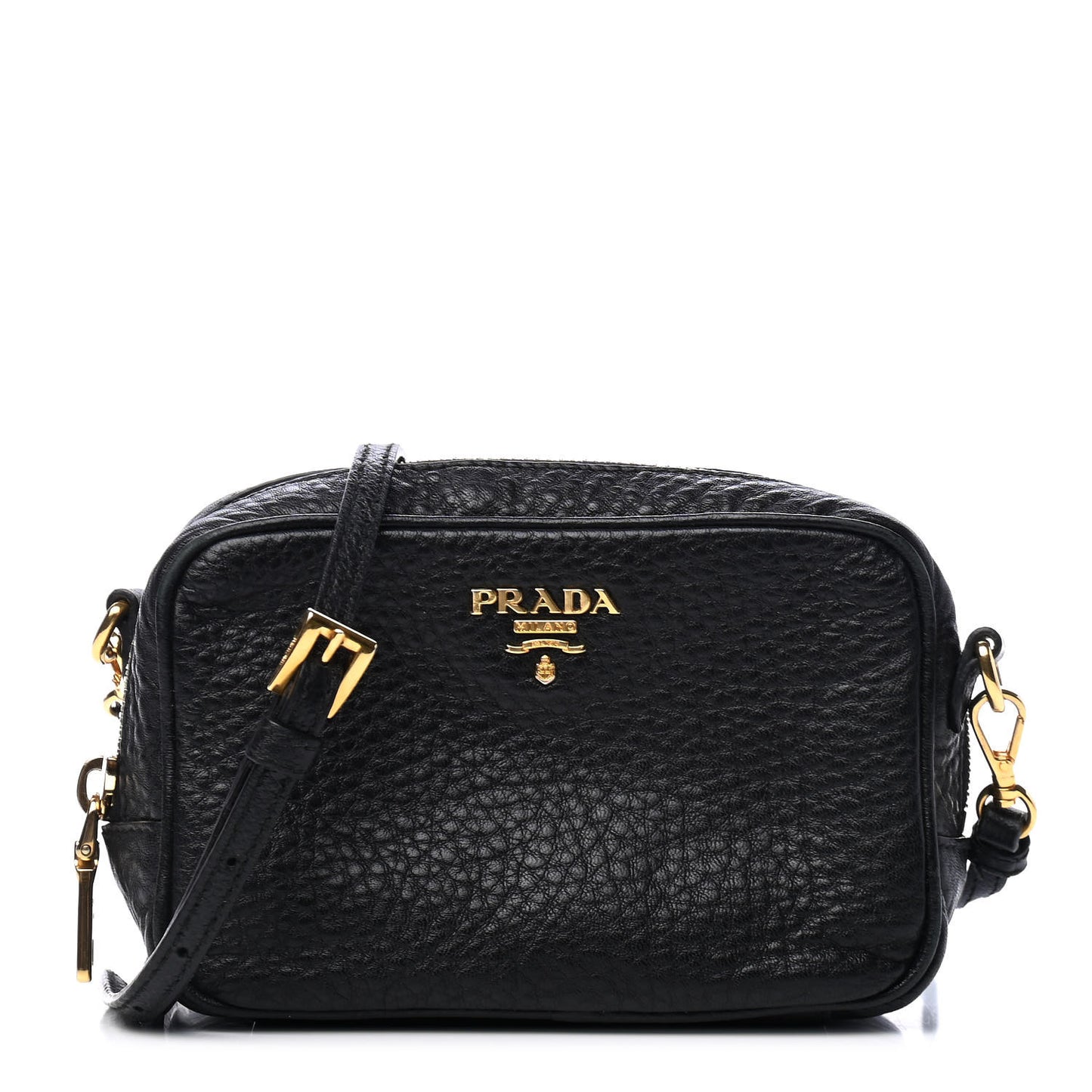 Pebbled Calfskin Pochette Bag Black