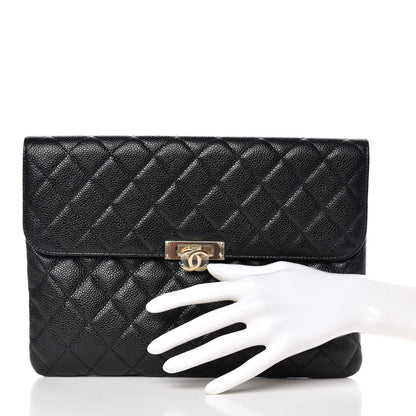 Chanel Caviar Quilted Medium Golden Class Pouch Black 2 of 8
