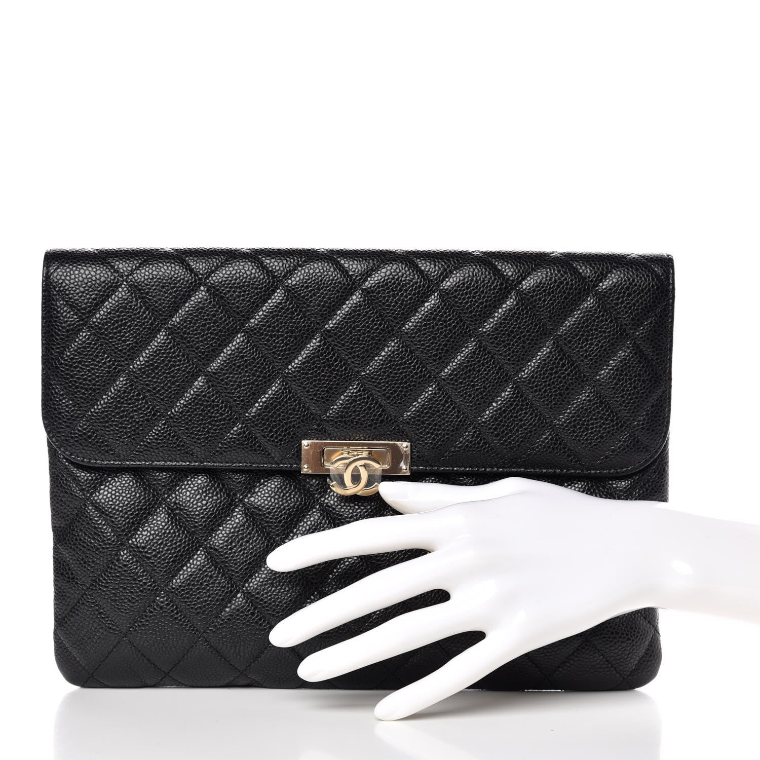 Chanel Caviar Quilted Medium Golden Class Pouch Black 2 of 8