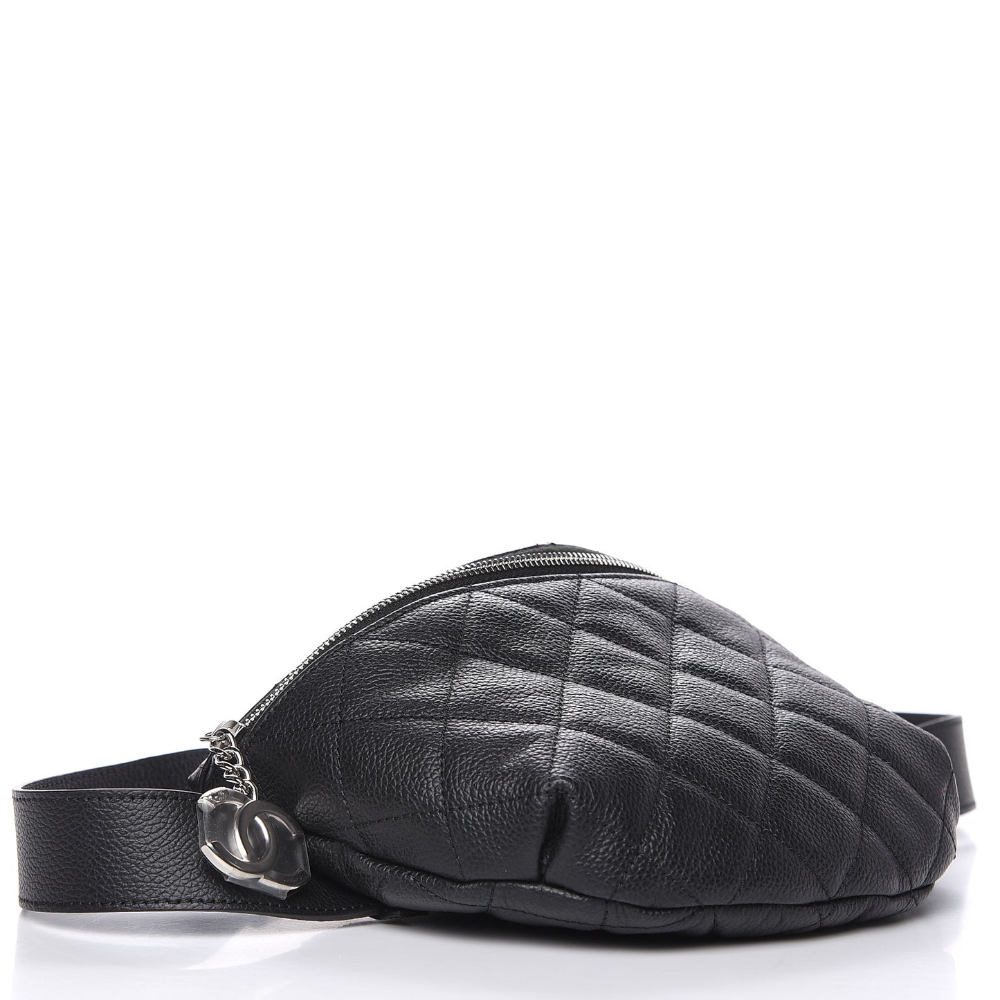 Grained Calfskin Quilted Waist Belt Bag Black