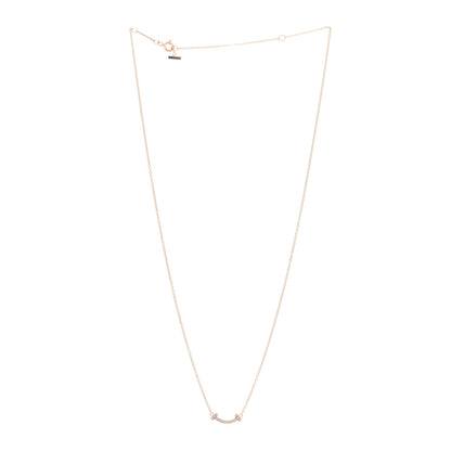 Tiffany 18K Rose Gold Diamond Mini T Smile Pendant Necklace 3 of 4