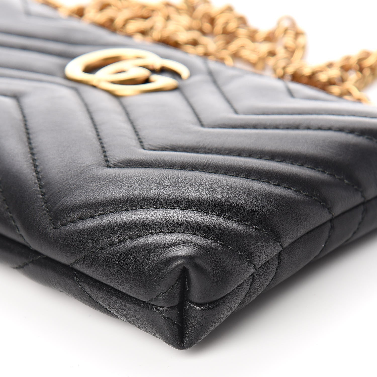 Gucci Calfskin Matelasse Mini GG Marmont Chain Bag Black 6 of 12