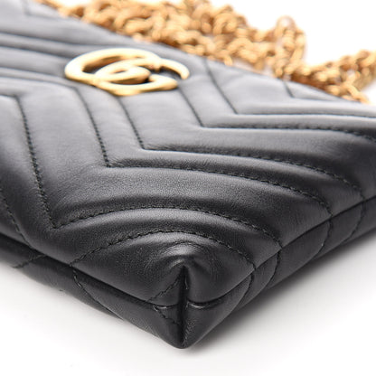 Gucci Calfskin Matelasse Mini GG Marmont Chain Bag Black 6 of 12
