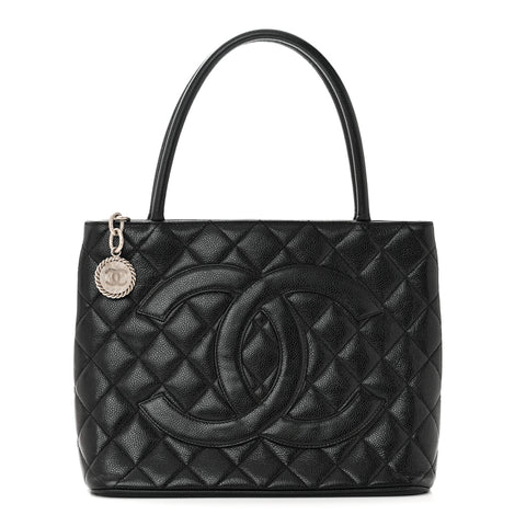 Caviar Quilted Medallion Tote Black