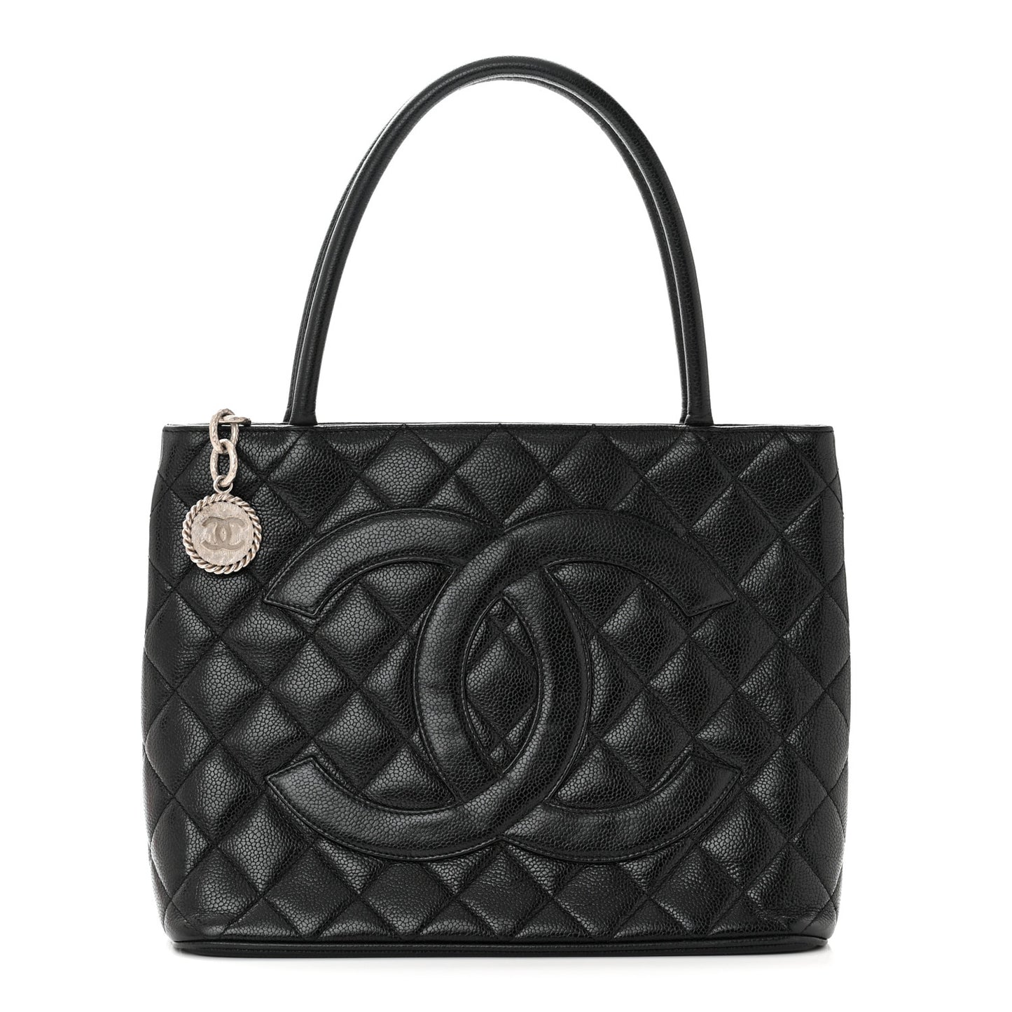 Caviar Quilted Medallion Tote Black