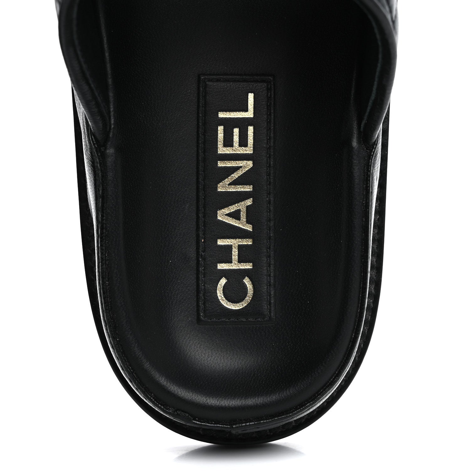 Chanel Lambskin Quilted Velcro Dad Chain CC Slide Sandals 39 Black 7 of 10