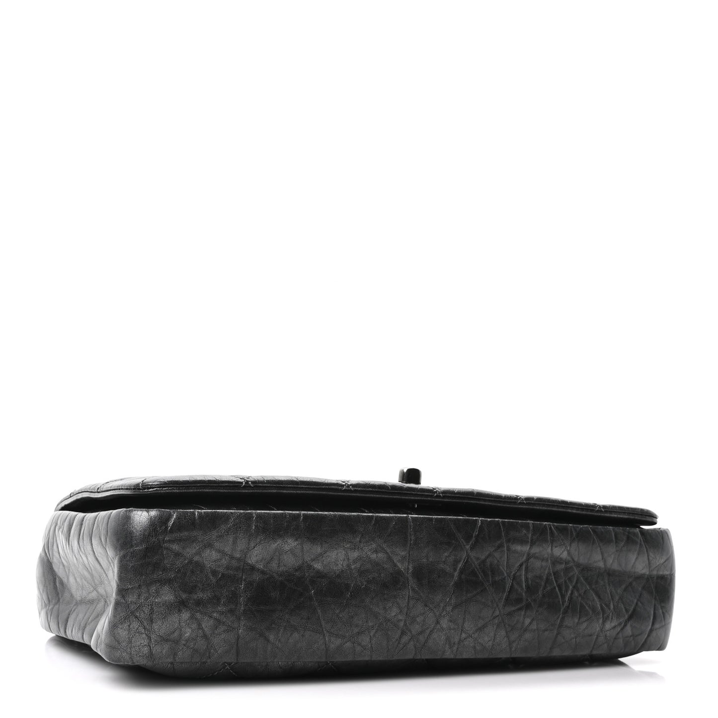 Aged Calfskin Quilted Medium Pondichery Flap Dark Grey
