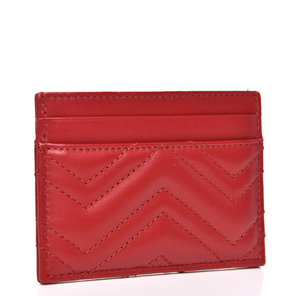 Gucci Calfskin Matelasse GG Marmont Card Holder Hibiscus Red 3 of 7