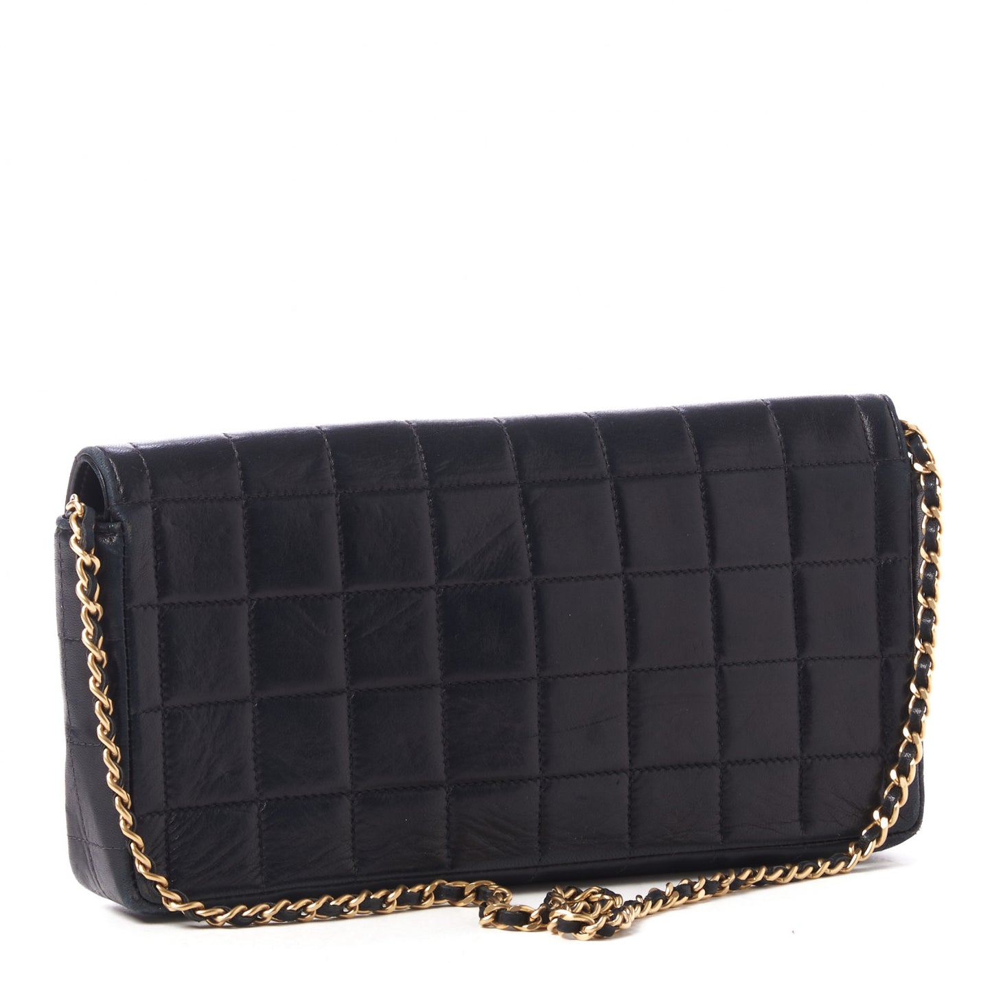 Lambskin East West Chocolate Bar Flap Black