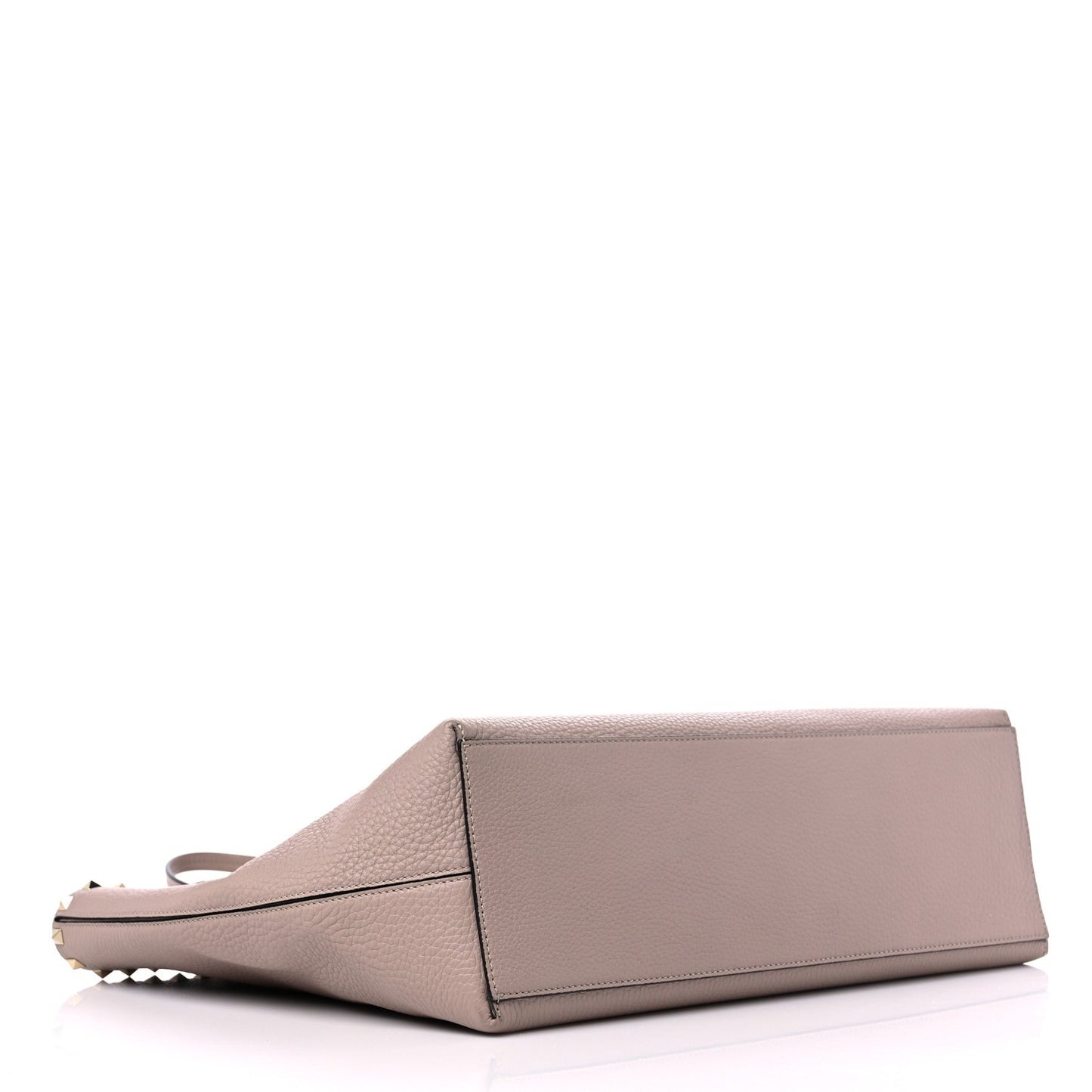 Grained Calfskin Rockstud Shoulder Tote Poudre