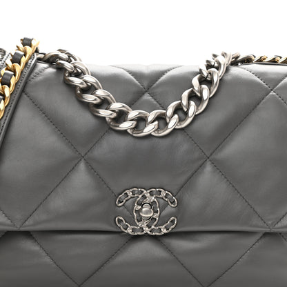 Chanel Lambskin Quilted Large Chanel 19 Flap Dark Grey 8 of 10
