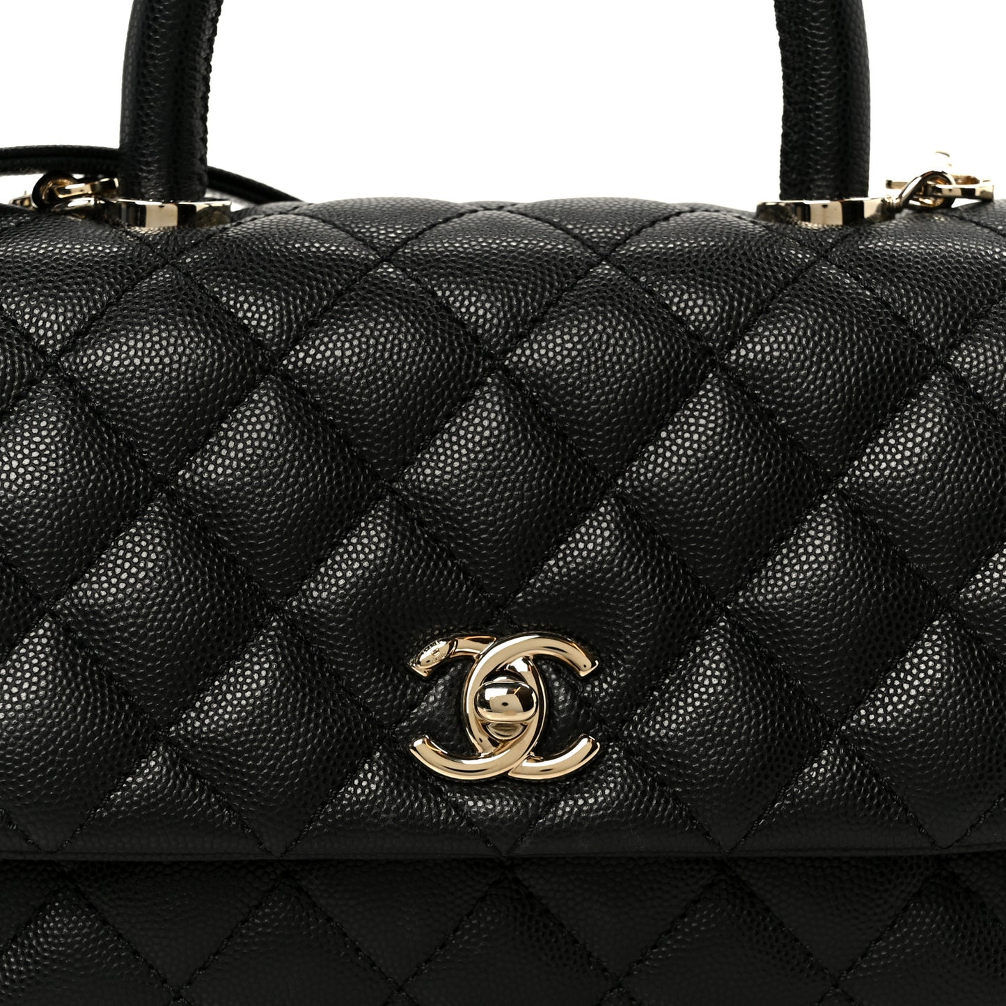 Caviar Quilted Mini Coco Handle Flap Black