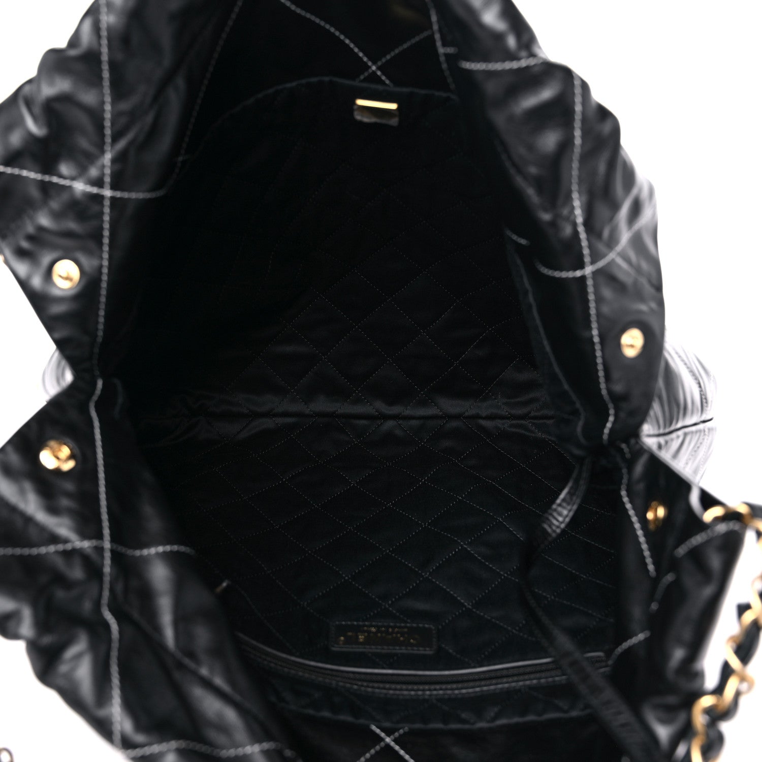 Chanel Shiny Calfskin Stitched Chanel 22 Black White 5 of 9