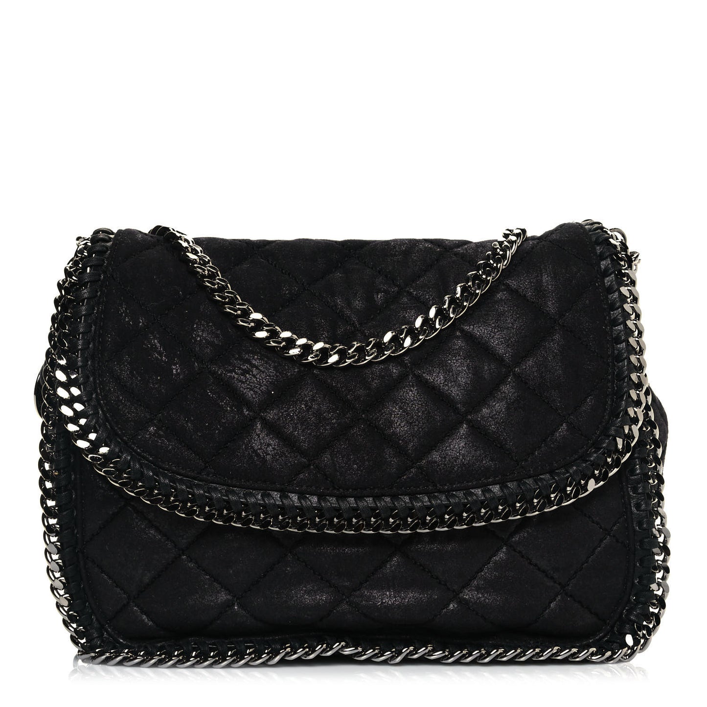 Shaggy Deer Quilted Falabella Shoulder Bag Black
