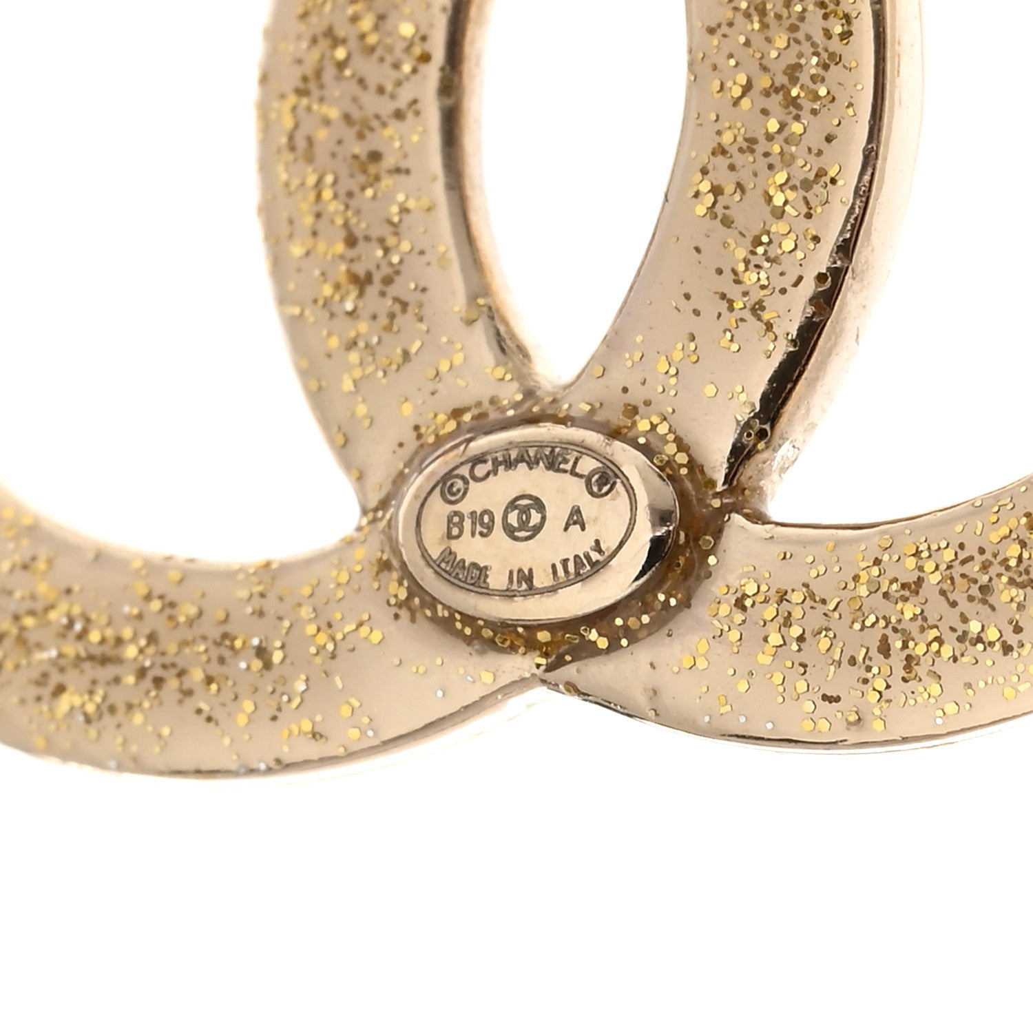 Chanel Crystal Glitter Quilted CC Earrings Light Gold 4 of 5