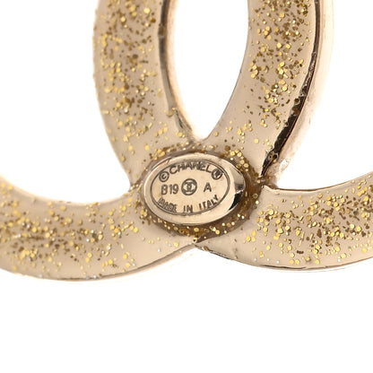 Chanel Crystal Glitter Quilted CC Earrings Light Gold 4 of 5