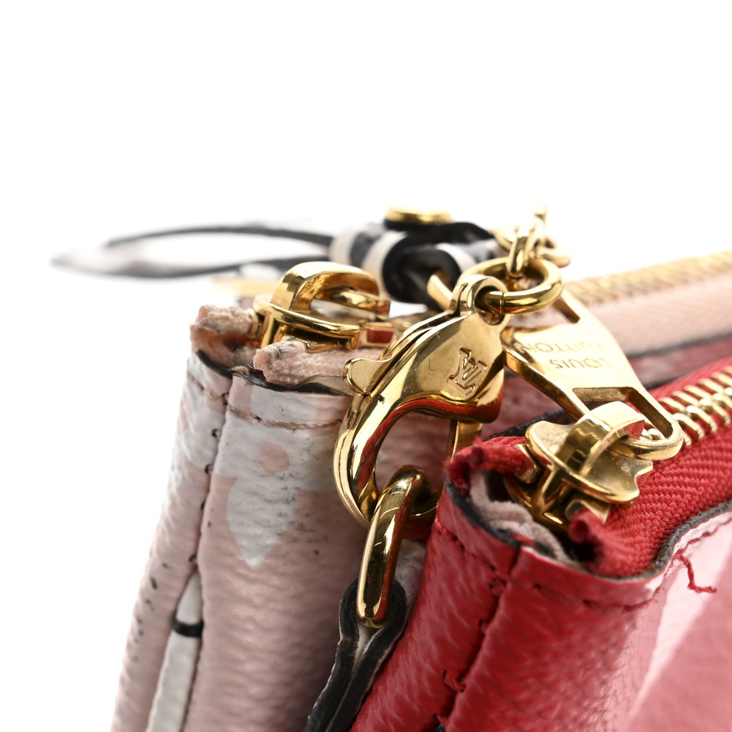 Monogram Giant Double Zip Pochette Rouge