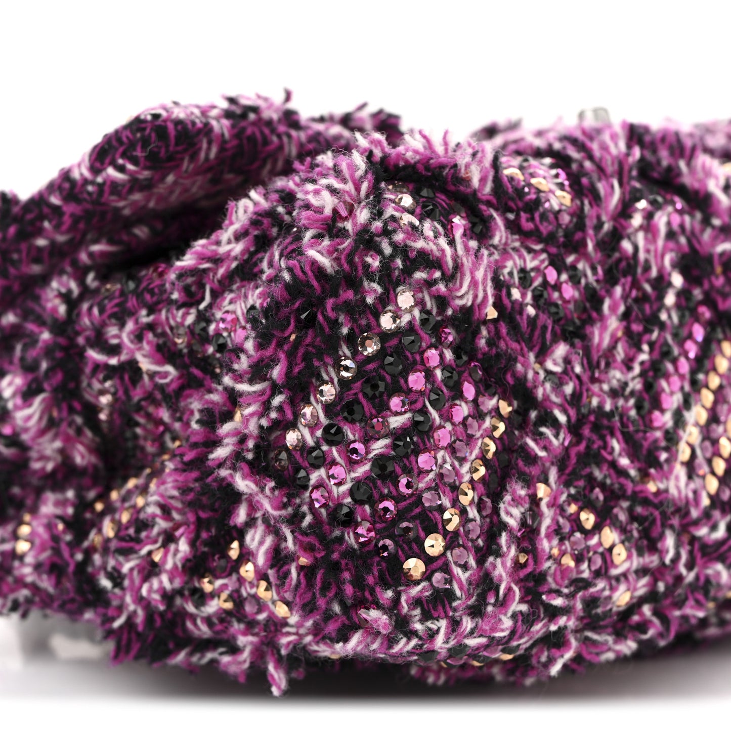 Crystal Tweed Quilted Medium Double Flap Purple Multicolor