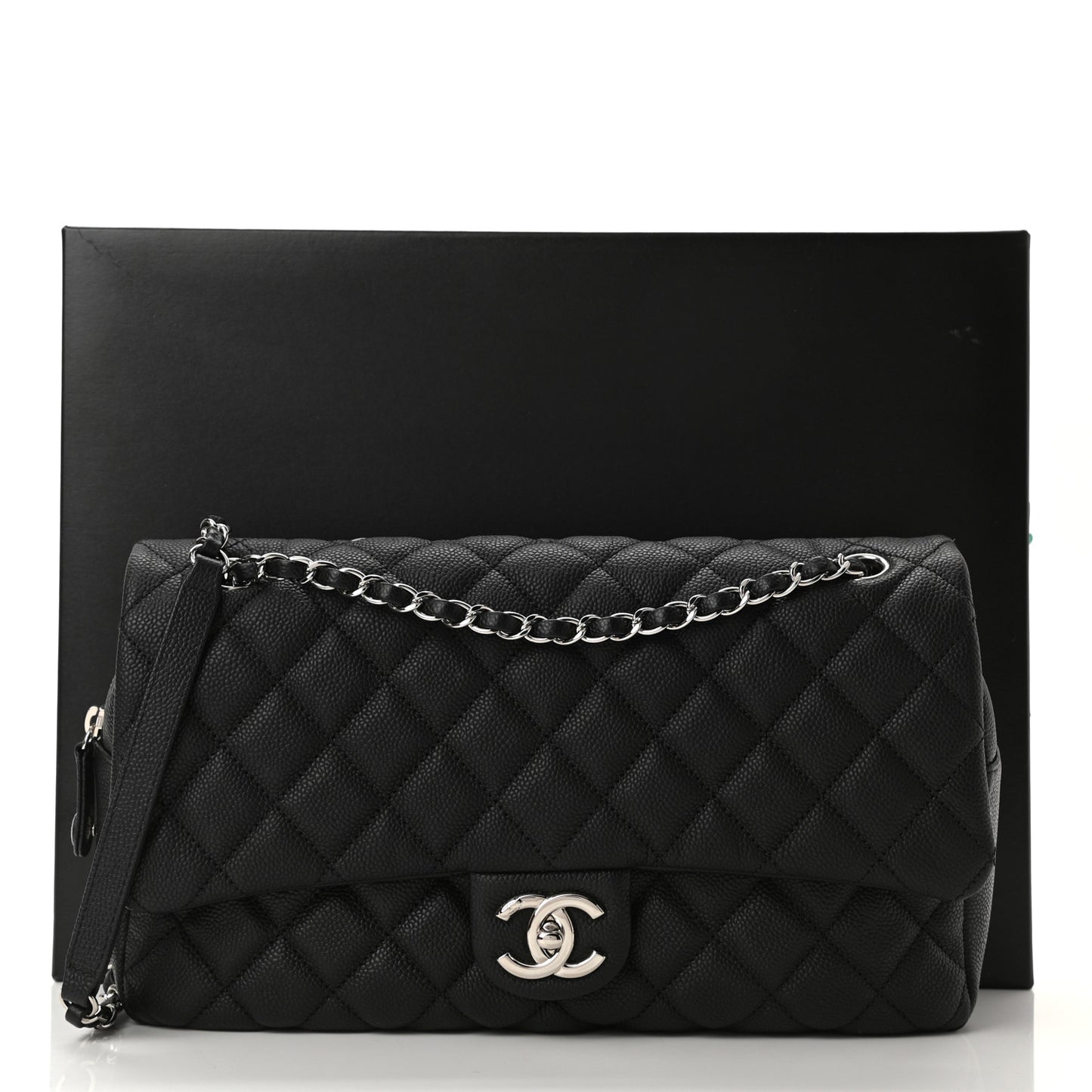 Caviar Quilted Jumbo Easy Flap Black