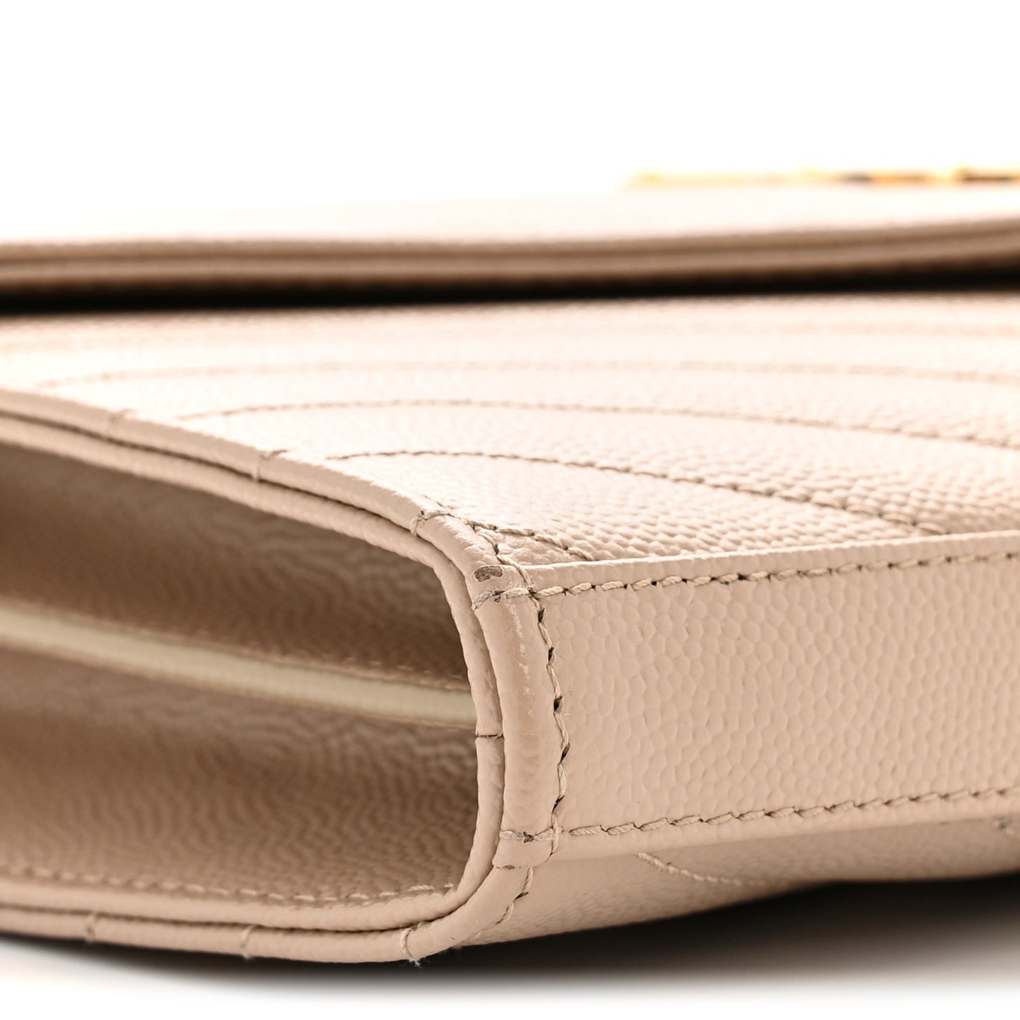 Grain De Poudre Matelasse Chevron Monogram Chain Wallet Dark Beige