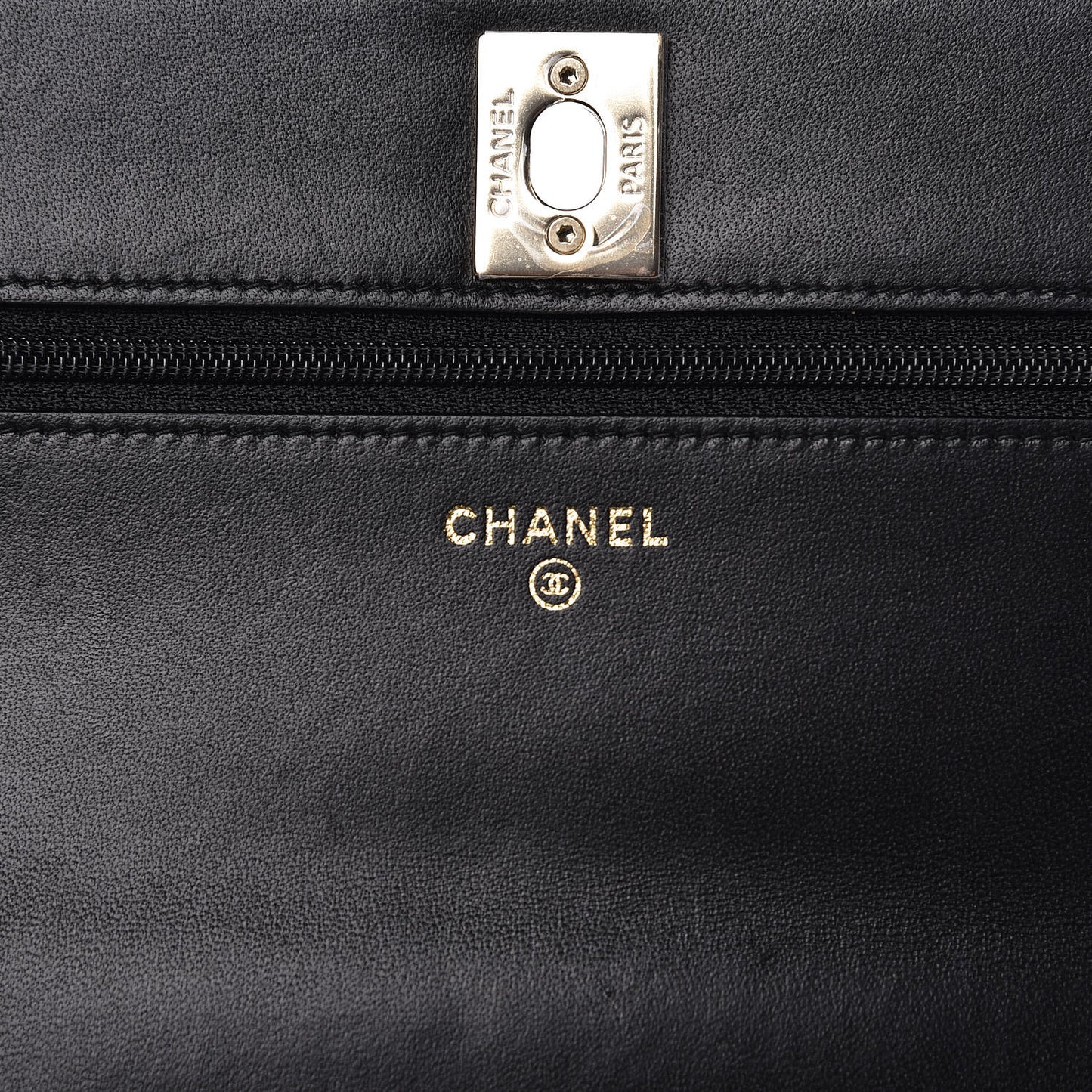 Lambskin Quilted Trendy CC Wallet On Chain WOC Black