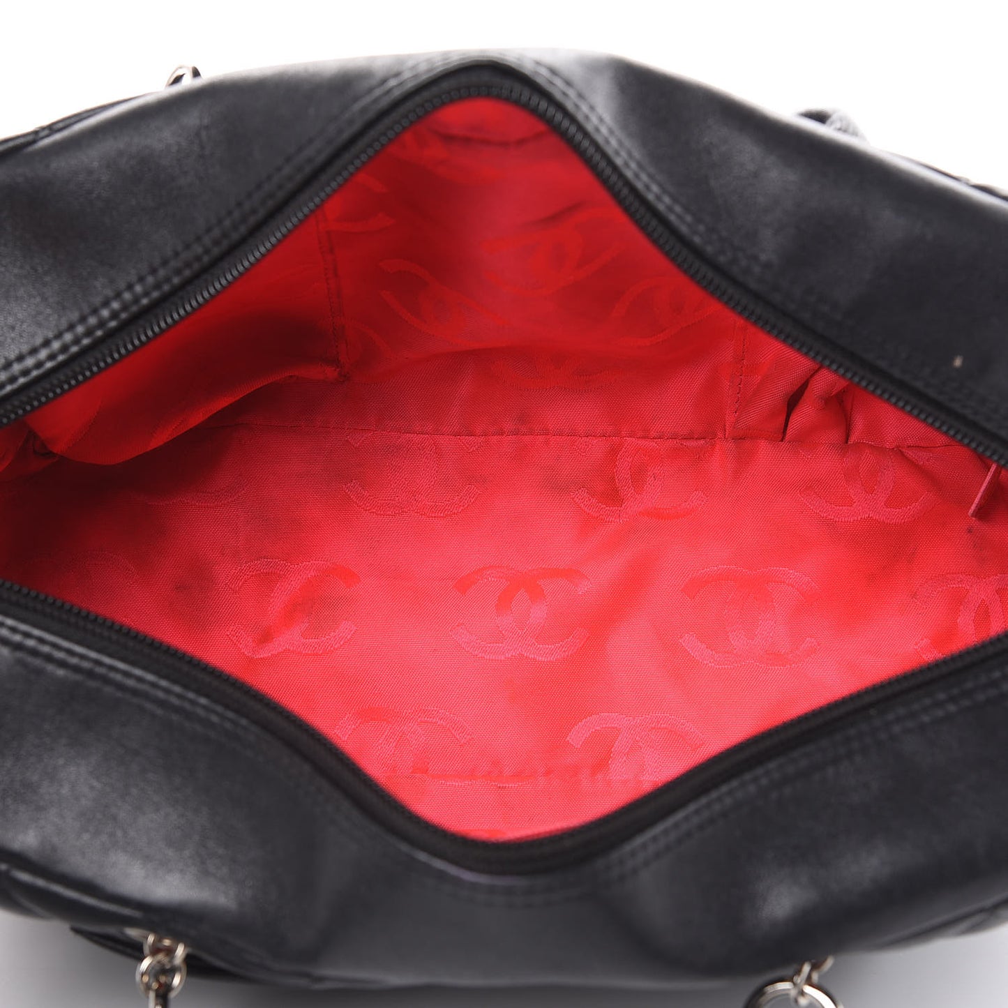 Calfskin Quilted Large Cambon Bowler Black White