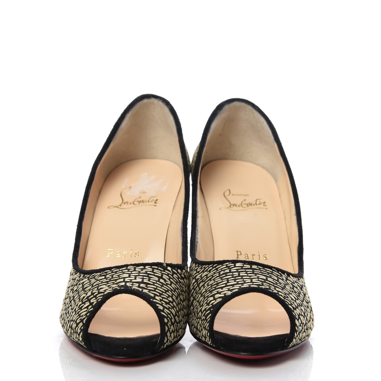 Christian Louboutin Straw Fabric New You 85 Pumps 35 Panama Bambou 2 of 10
