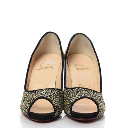 Christian Louboutin Straw Fabric New You 85 Pumps 35 Panama Bambou 2 of 10